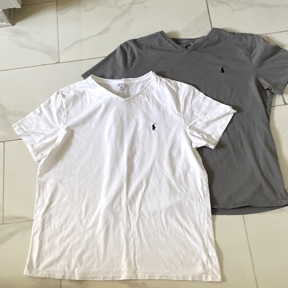 Two polo v neck t shirts XL